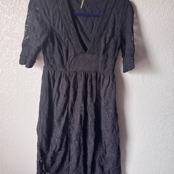 Free People mountain laurel Lace Midi Dress black size 4 euc goth witchy - Picture 1 of 5
